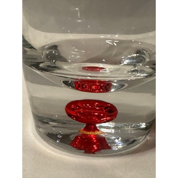 Whiskey Old Fashioned Cocktail Glass Low Ball Cherry Red Drop Controlled Bubble - Picture 3 of 7